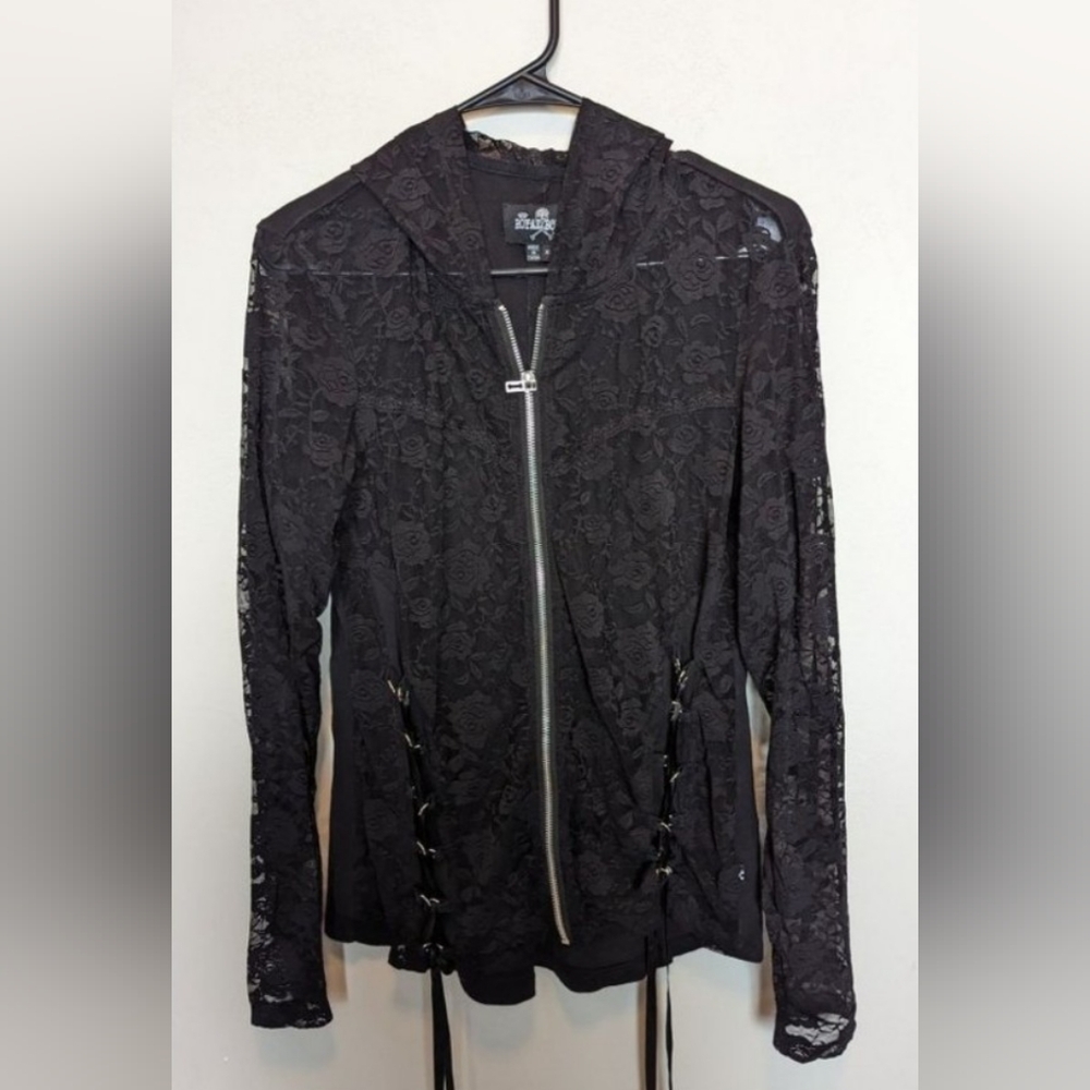 Vintage Y2k tripp royal bones goth lace hoodie